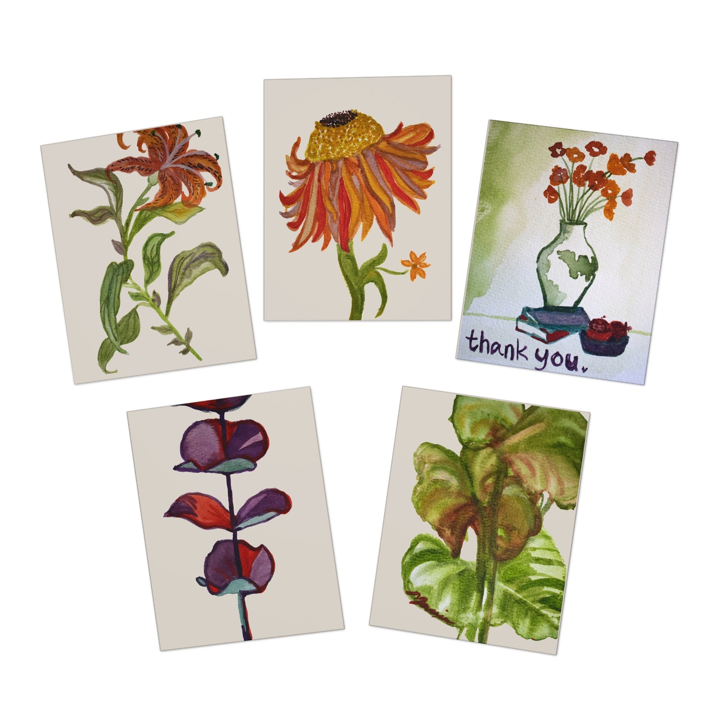 Watercolor Gratitude Card Set (5-Pack) — Gift of Knowledge